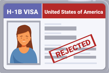 Young professional woman is holding a rejected united states of america work visa