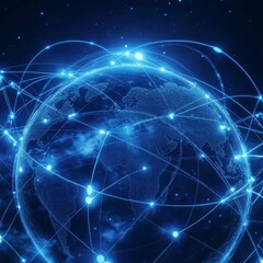 Fototapeta premium Global Network Connections A Digital Earth, Connection, Network, Data