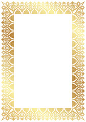 vintage gold border. Border frame with royalty ornaments on white background.