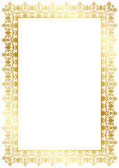 vintage gold border. Border frame with royalty ornaments on white background.