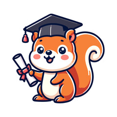 cute squirrel graduation cartoon icon character