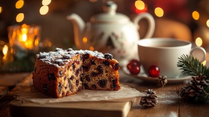 Christmas cake and tea