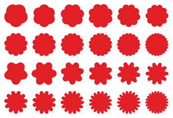 Red starburst. Starburst red sticker set. Collection of sunburst, special offer sale, Price sticker, sale Price sticker, price tag, starburst, retro stars. Vector illustration	