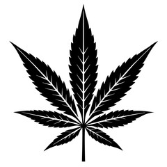 Marijuana Leaf Silhouette - Vector Art on White Background