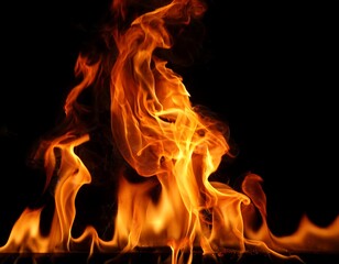 Fototapeta premium fire flames black background high resolution high details vibrant