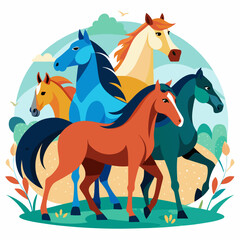 A Group of Colorful Horses Standing in a Field