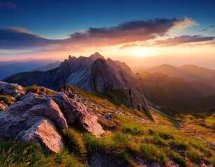 Fototapeta premium mountain landscape sunset high resolution high details vibrant