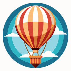 Obraz premium Red and Orange Striped Hot Air Balloon in the Sky