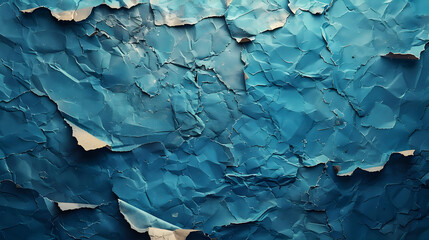 Fototapeta premium Crumpled Blue Paper Background Texture, Abstract Art, Vintage Style