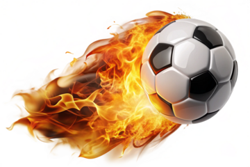 Soccer ball flying on fire png 