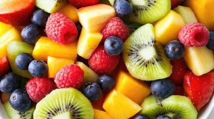 Obraz premium fresh fruits in a bowl, highlighting a healthy and refreshing breakfast option