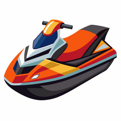 Naklejka premium Orange and Black Jet Ski with Yellow Stripes