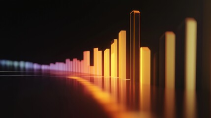 Fototapeta premium A 3D bar graph with animated data transitions, showing changes in business performance with a dynamic and engaging visual effect.