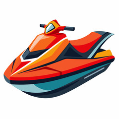 Naklejka premium Orange and Black Jet Ski with White Stripes