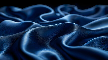 Fototapeta premium Blue Satin Fabric Draped in Soft Waves, A Luxurious and Elegant Background