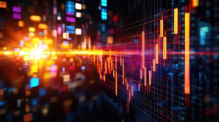 Dynamic abstract background with glowing lines and bright colors representing data visualization and modern technology.