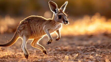 Fototapeta premium kangaroo hopping through the Australian outback