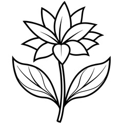 Minimalist Flower line art on White Background - Vector Art