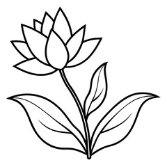 Minimalist Flower line art on White Background - Vector Art