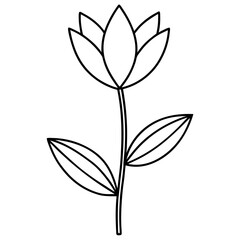 Minimalist Flower line art on White Background - Vector Art