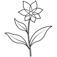 Minimalist Flower line art on White Background - Vector Art