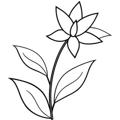 Minimalist Flower line art on White Background - Vector Art