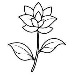 Minimalist Flower line art on White Background - Vector Art