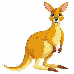 Cartoon Illustration of a Brown Kangaroo with Large Ears