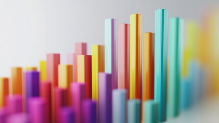 A 3D histogram displaying financial data distribution with bars of varying heights, set against a clean white background, illustrating the frequency and volume of financial transactions.