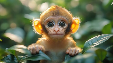 Obraz premium Adorable Baby Monkey Looking Directly at the Camera