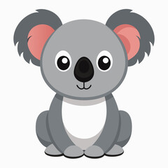 Obraz premium Cartoon Koala Bear Sitting with Pink Ears
