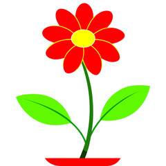 Minimalist Flower on White Background - Vector Art