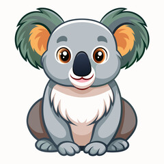 Obraz premium Cute Cartoon Koala Bear with Big Eyes and a Smiling Face