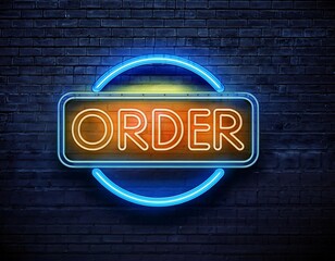 Obraz premium vector realistic isolated neon sign order button logo decoration display wall background concept online shopping