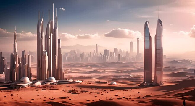 Futuristic city on Mars.