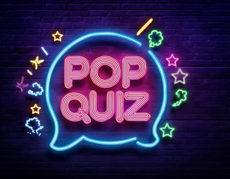 vector realistic isolated neon sign pop quiz logo template decoration display concept trivia night questions