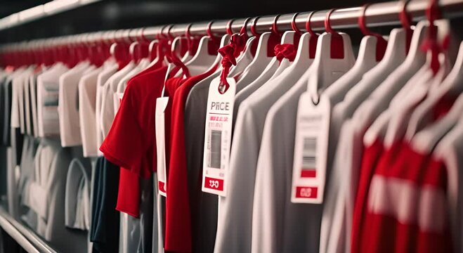 Clothes with the sale tag.