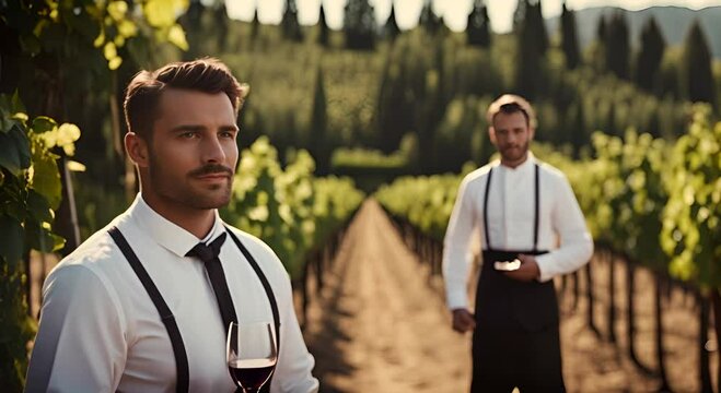 Waiter in a vineyard.