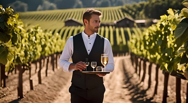 Waiter in a vineyard.