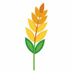 Minimalist Wheat Plant Vector on White Background