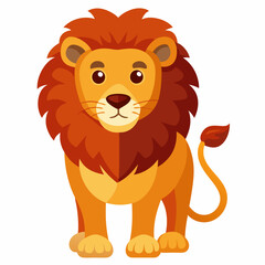 Obraz premium Cartoon Lion with Red Mane and a Curled Tail