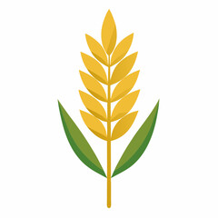 Minimalist Wheat Plant Vector on White Background