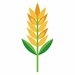Minimalist Wheat Plant Vector on White Background