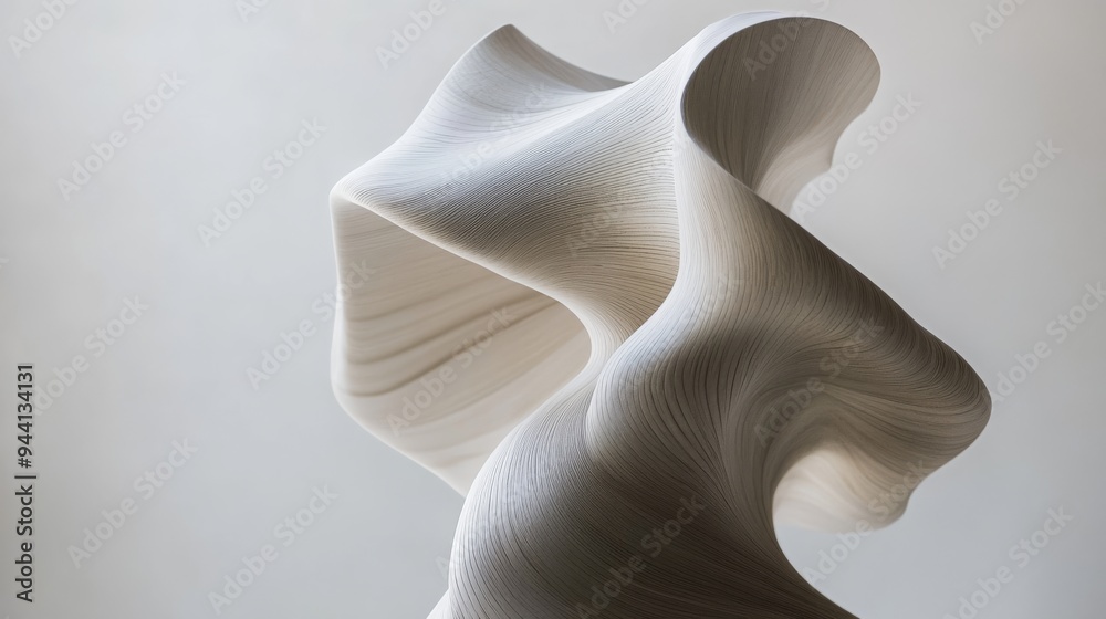 Leinwandbilder a beautifully balanced modern sculpture with flowing lines and smooth curves set against a simple ba