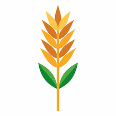 Minimalist Wheat Plant Vector on White Background