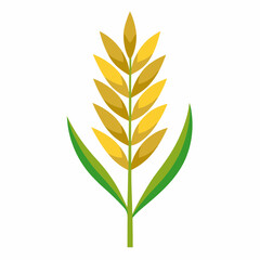 Minimalist Wheat Plant Vector on White Background