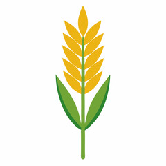 Minimalist Wheat Plant Vector on White Background