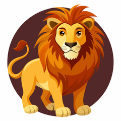 Cartoon Lion with Brown Circle Background