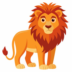 Obraz premium Cartoon Illustration of a Lion with a Red Mane