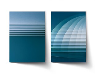 vector set realistic brochures paper layers style decoration display white background isolated greeting cards geometric abstract material design